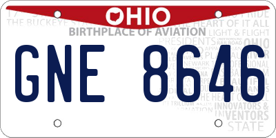 OH license plate GNE8646