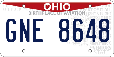 OH license plate GNE8648