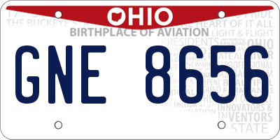 OH license plate GNE8656