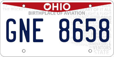 OH license plate GNE8658