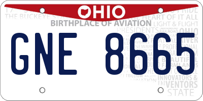 OH license plate GNE8665