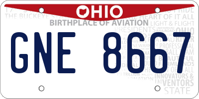 OH license plate GNE8667