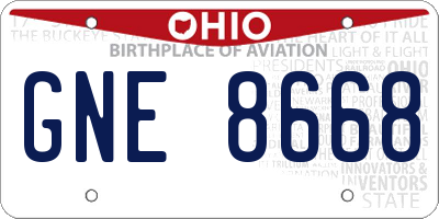 OH license plate GNE8668