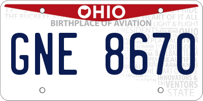 OH license plate GNE8670
