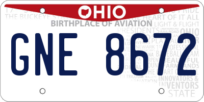 OH license plate GNE8672