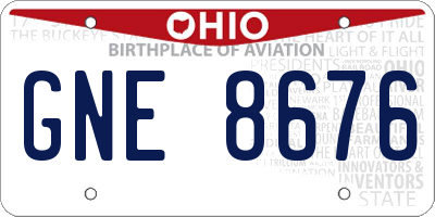 OH license plate GNE8676