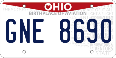 OH license plate GNE8690