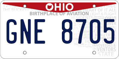 OH license plate GNE8705