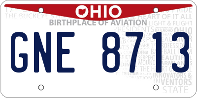 OH license plate GNE8713