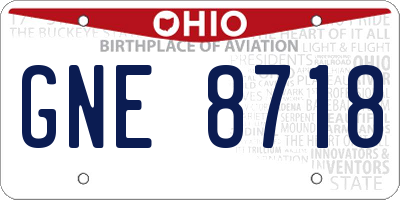 OH license plate GNE8718