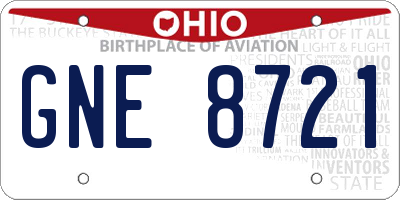 OH license plate GNE8721