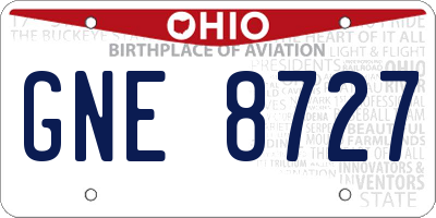 OH license plate GNE8727