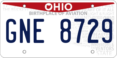 OH license plate GNE8729