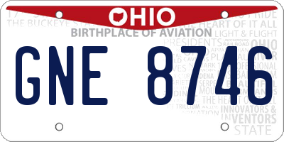 OH license plate GNE8746
