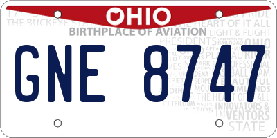 OH license plate GNE8747