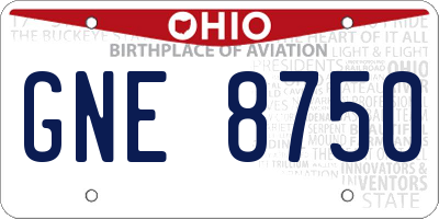 OH license plate GNE8750