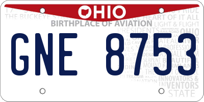 OH license plate GNE8753