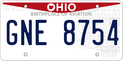 OH license plate GNE8754