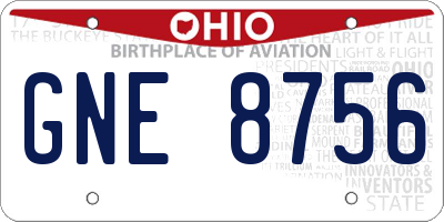OH license plate GNE8756