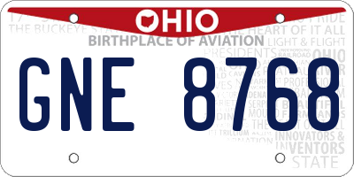 OH license plate GNE8768
