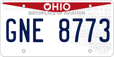OH license plate GNE8773