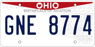 OH license plate GNE8774