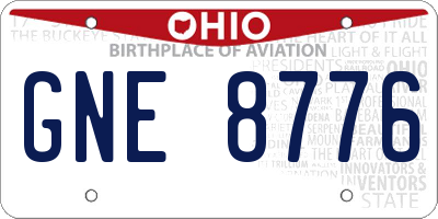 OH license plate GNE8776