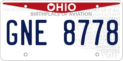 OH license plate GNE8778