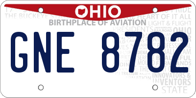 OH license plate GNE8782