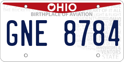 OH license plate GNE8784