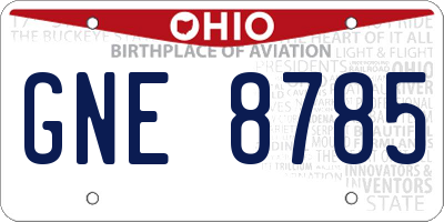 OH license plate GNE8785