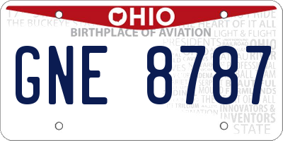 OH license plate GNE8787
