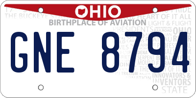 OH license plate GNE8794