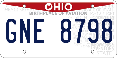 OH license plate GNE8798