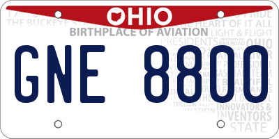 OH license plate GNE8800