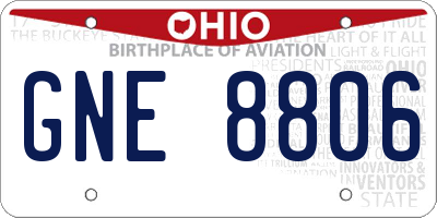 OH license plate GNE8806