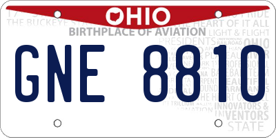 OH license plate GNE8810