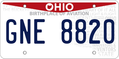 OH license plate GNE8820