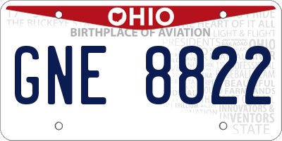 OH license plate GNE8822