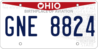 OH license plate GNE8824