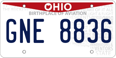 OH license plate GNE8836