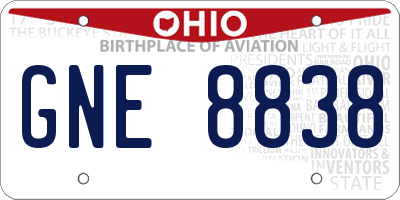 OH license plate GNE8838