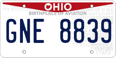 OH license plate GNE8839