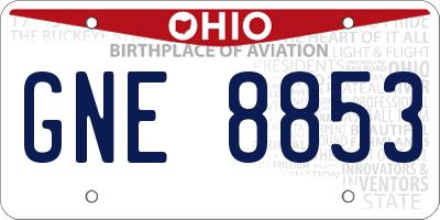 OH license plate GNE8853