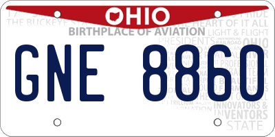 OH license plate GNE8860
