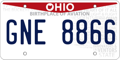 OH license plate GNE8866