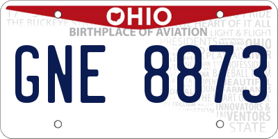 OH license plate GNE8873