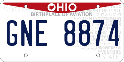 OH license plate GNE8874