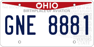 OH license plate GNE8881