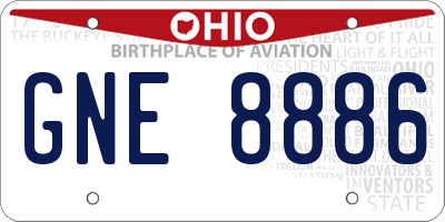 OH license plate GNE8886